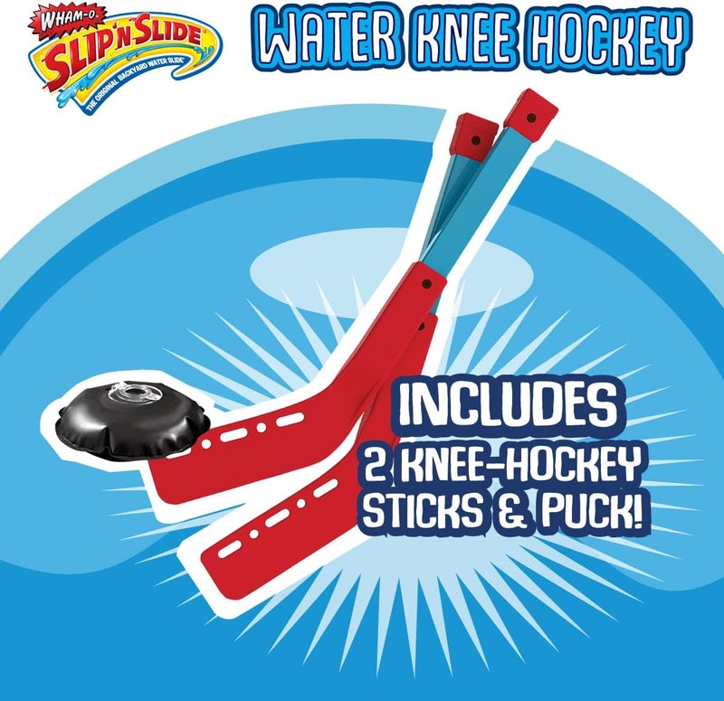 WHAM-O Slip N Slide Water Knee Hockey Goals Set for Lawn Backyard Includes 2 Inflatable Hockey Goals 2 Hockey Sticks 1 Inflatable Puck - Image 4